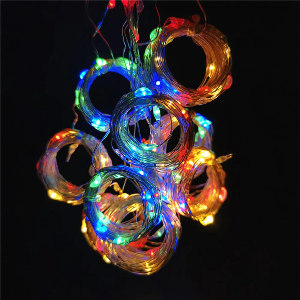 Christmas Decoration for Home Curtain LED String Lights Remote Control Wedding Fairy Garland Light for Bedroom Outdoor Home