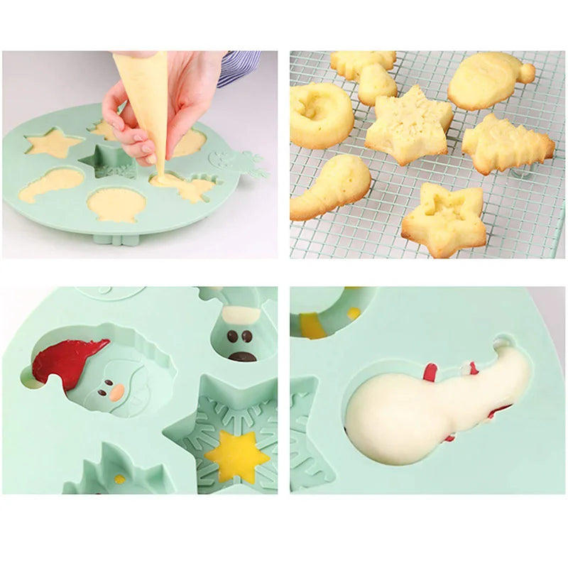 Christmas Silicone Molds, Non-Stick Chocolate Baking mold for Party Xmas Gift, with Christmas Tree Santa Snowman Fondant Mould