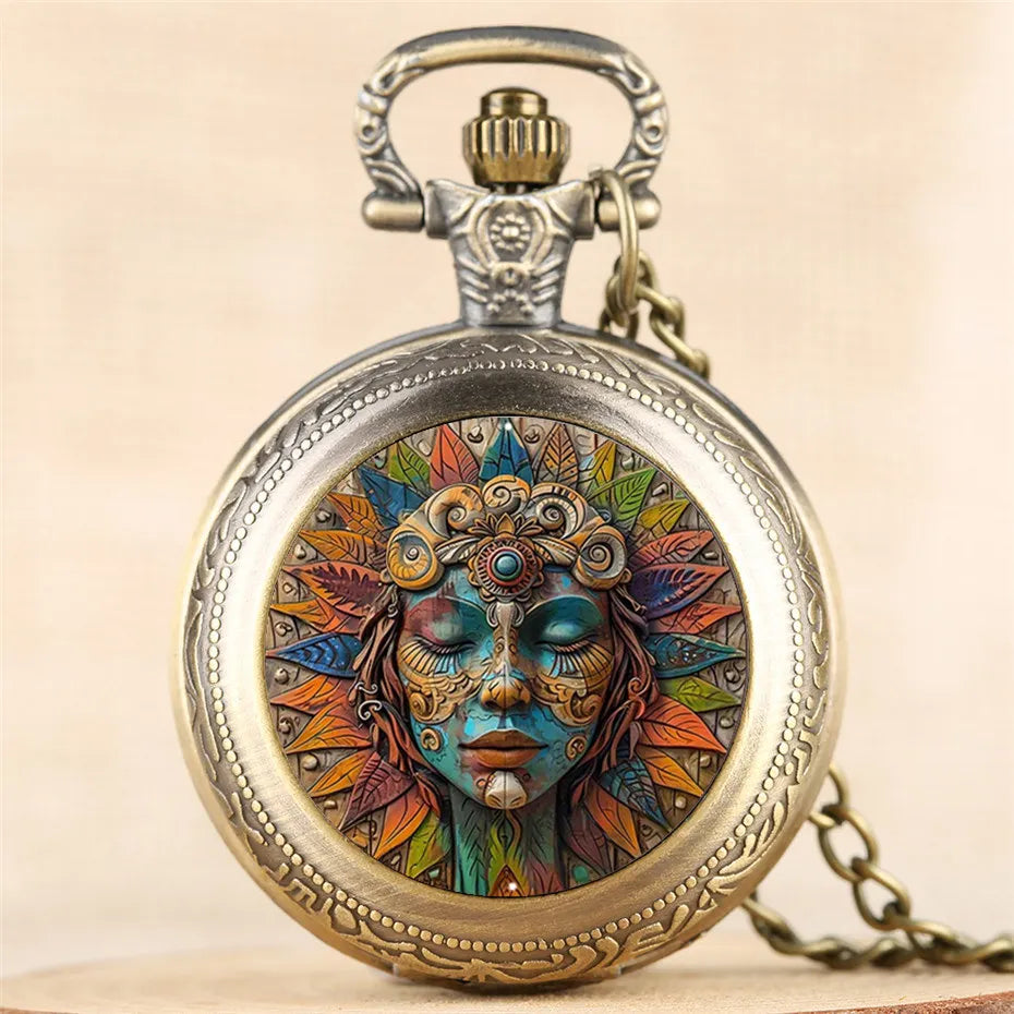 Vintage Pocket Watch Bohemia Cool Elegant Exquisite Clock With Necklace Chain Retro folk-custom Female Ladies Relogio Best Gift