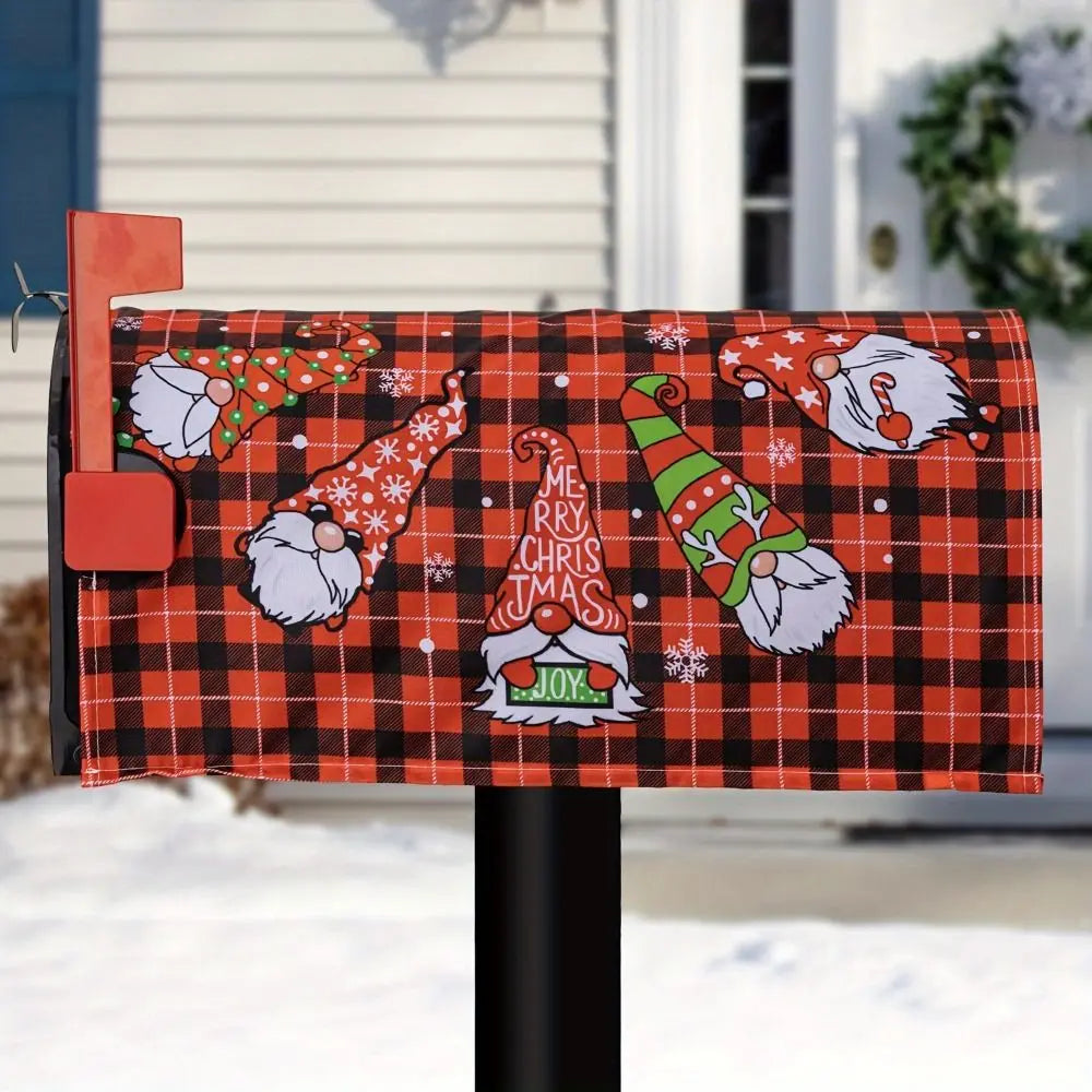 Cartoon Christmas Mailbox Cover Reusable Elastic Santa Claus Mailbox Wraps Decorative Letter Box Cover Christmas