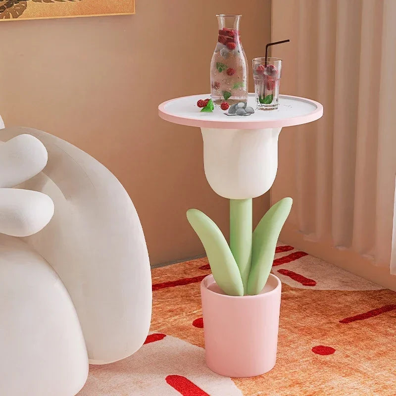 Nordic Style Tulip Shape Storage Side Table Living Room Sofa Side Small Coffee Table Bedroom Bedside Corner Table Home Decor