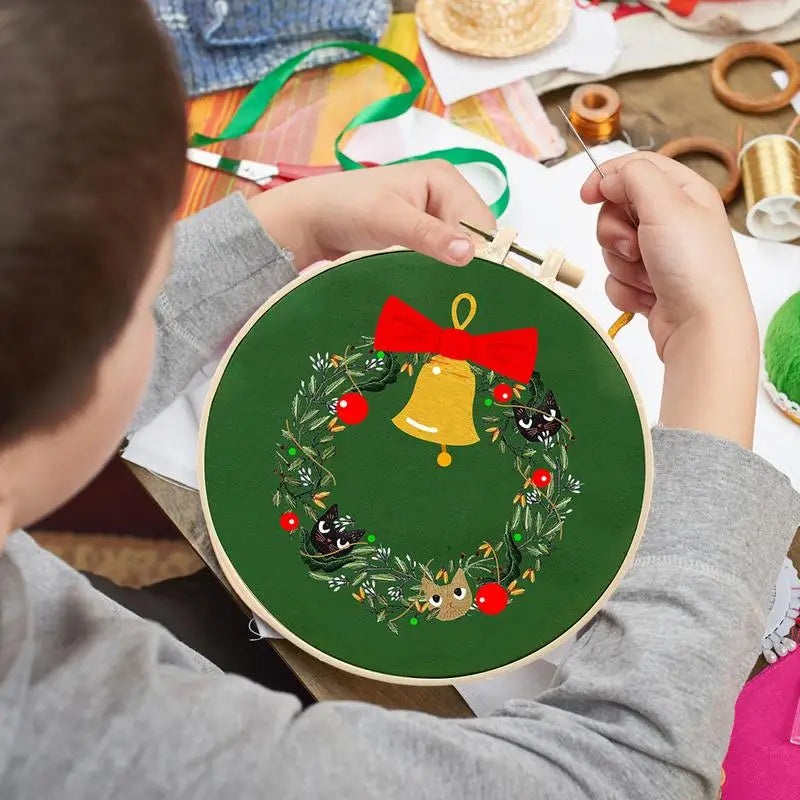 Embroidery Ornament Kit Christmas Ornament Christmas Craft Hand Embroidery Embroidery Kit With Pattern For Thanksgiving Parties