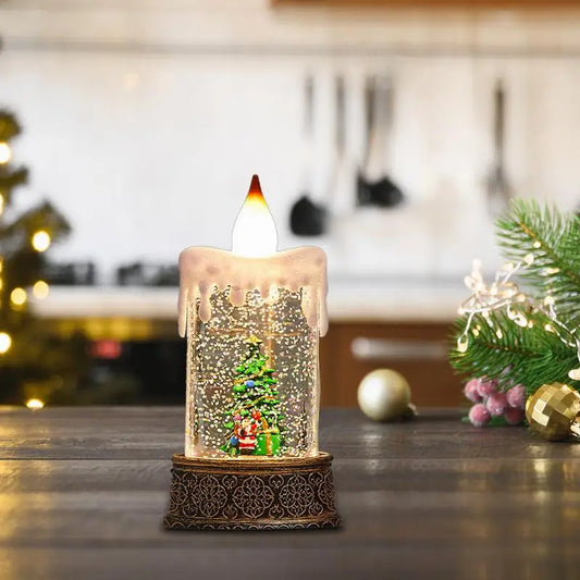 Snowman Flameless Candles Resin Flameless Candles Snowfall Snow Globe Vintage Lantern Candle Decor Decorative Christmas