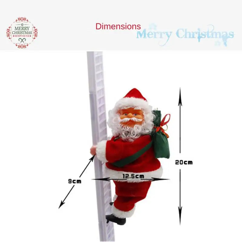 2024 Christmas Ornaments Gift Electric Climbing Ladder Music Santa Claus Doll Toys Decoration Merry Christmas Tree Hanging Decor