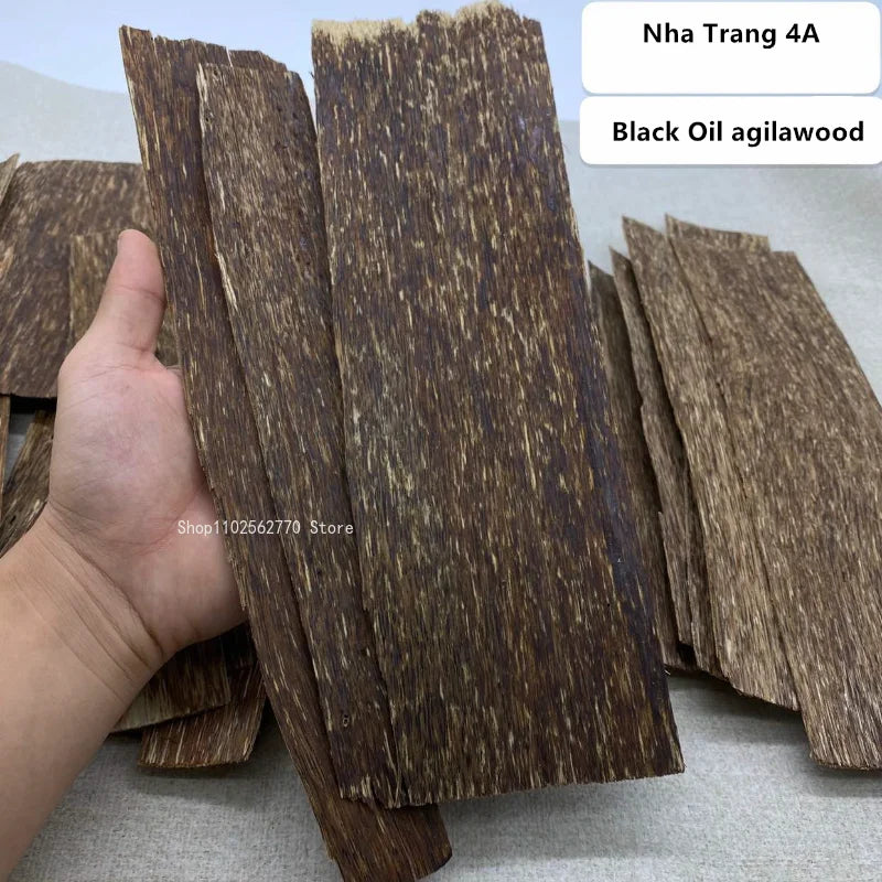 4A Semi-submerged Grade Vietnam Nha Trang Aloes Black Oil Slice Hand Split Wood Wire Inserted Smoke Strip Incense Raw Material