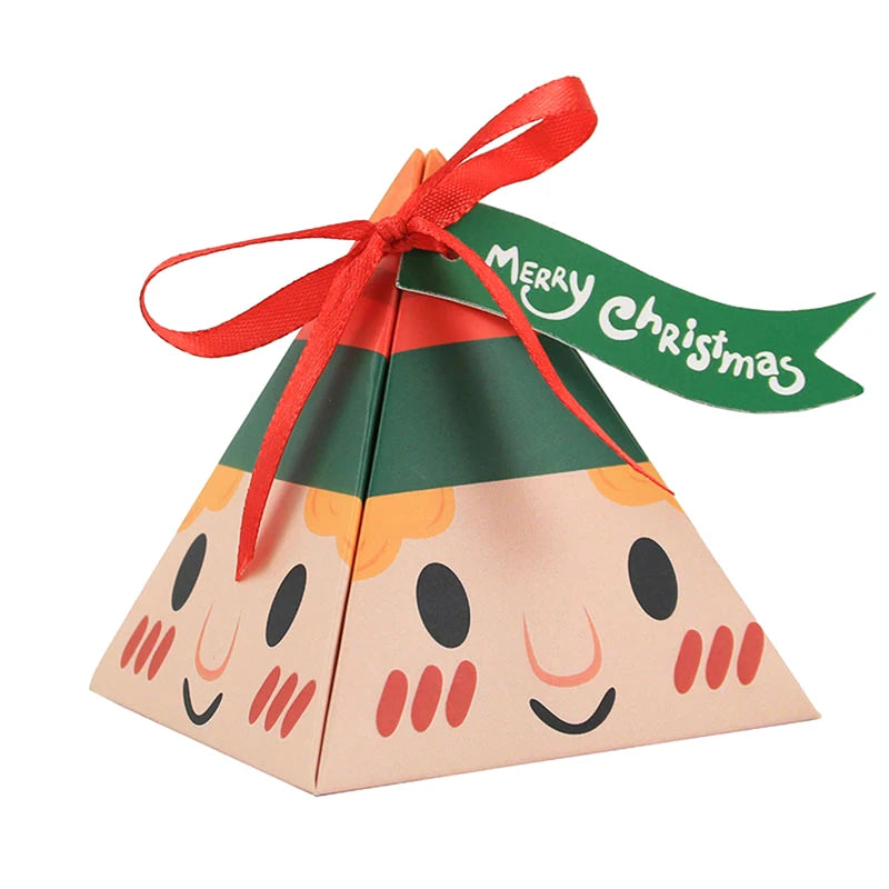 10 Pcs Christmas Gift Boxes Triangle Boxes Candy Paper Boxes Merry Christmas Gift Bags Candy Cookie Wrapping