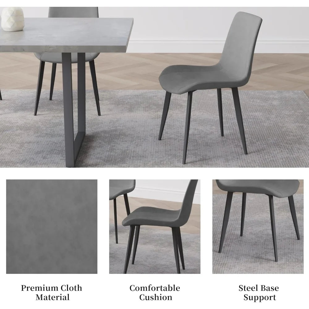 42.9 Inch Modern Kitchen Dining Table and Leather Dining Chairs for Kitchen Dining Room (Table + 4 Grey Chairs) Esstich Tables