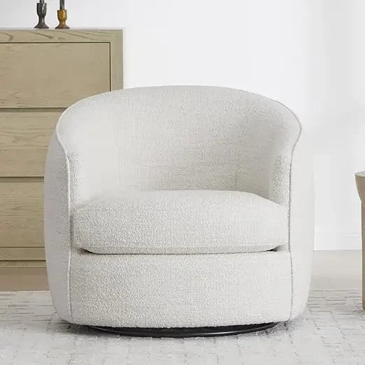 Swivel Barrel Chair, Modern Comfy Boucle Accent Chair for Living Room,  Sunlight Reading Lounge Cream，Living Room Chairs