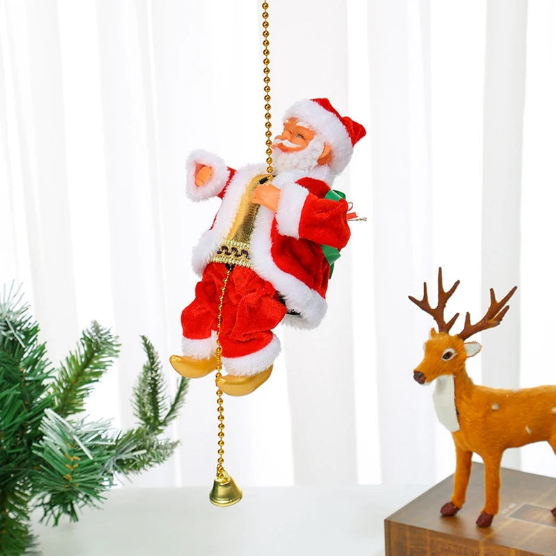 Santa Claus Climbing Beads Electric Climb Up And Down Climbing Santa With Light And Music Decorations