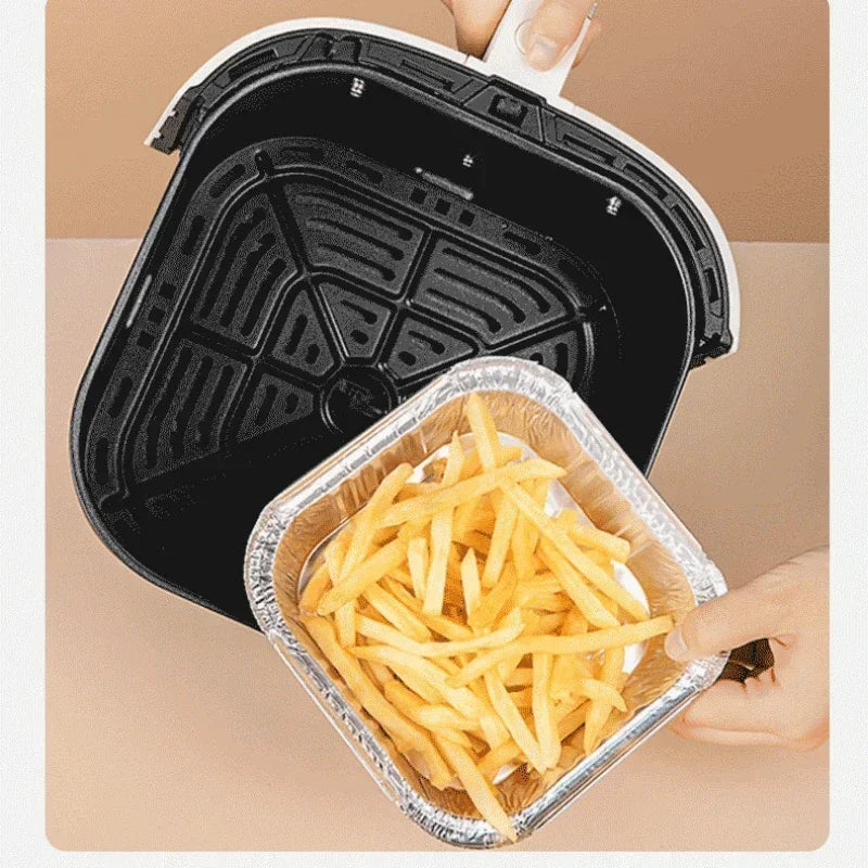 Aluminum Foil Box for Air Fryer Household Tin Foil Bowl Thickened Square Round High Temperature Oven