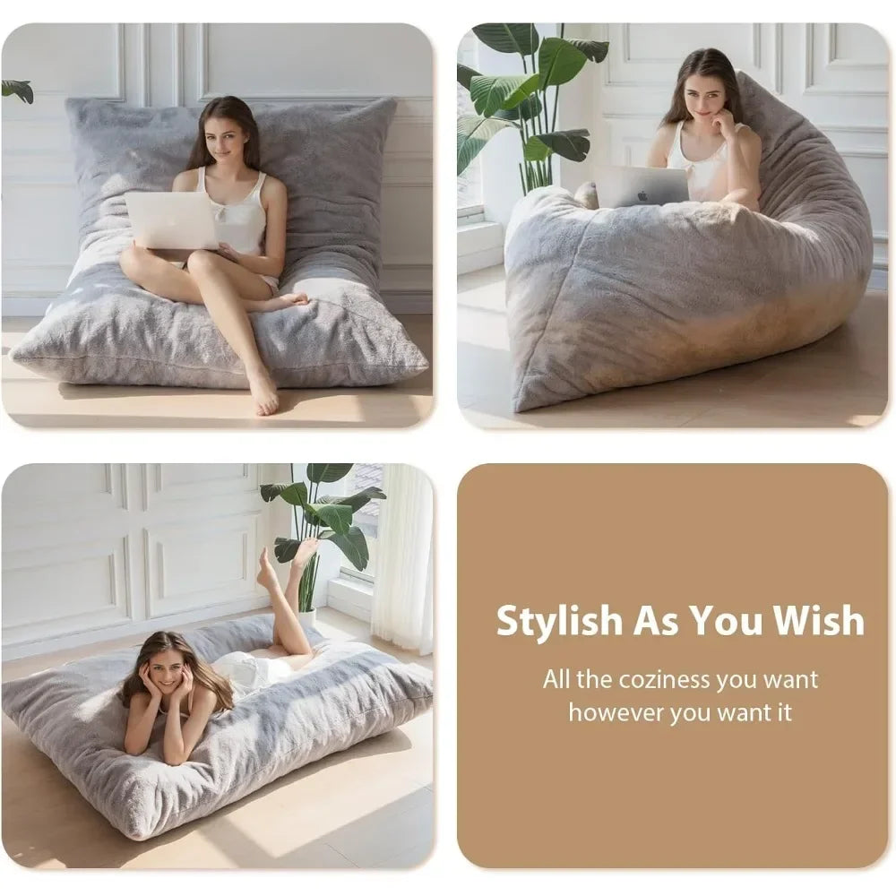 Three in One Bean Bag Chair, Convertible Chair That Can Be Folded From Bean Bag To Shutter, High-density Foam, Bean Bag Sofa