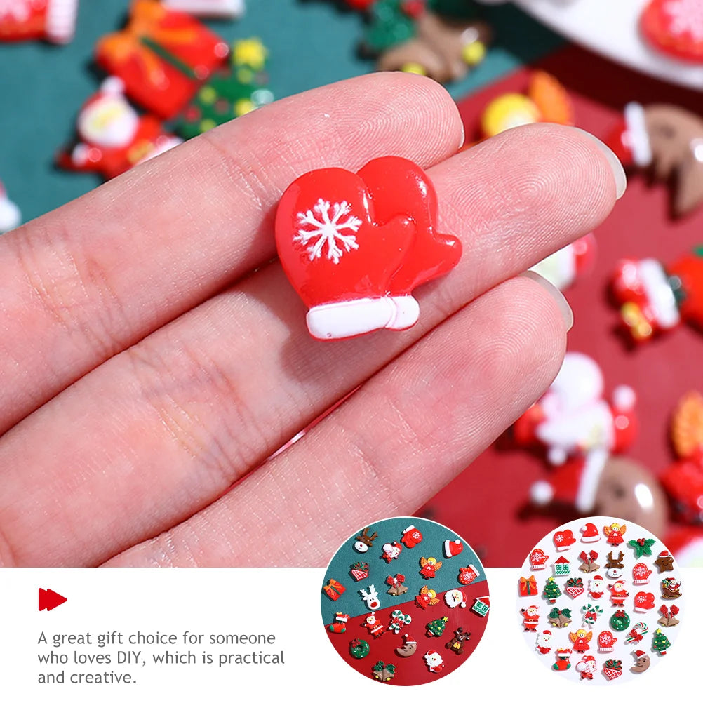 50 Pcs Charm Lucky Bag Resin Patch Christmas Tree Decorations DIY Crafts Embellishments for Phone Case Accessories