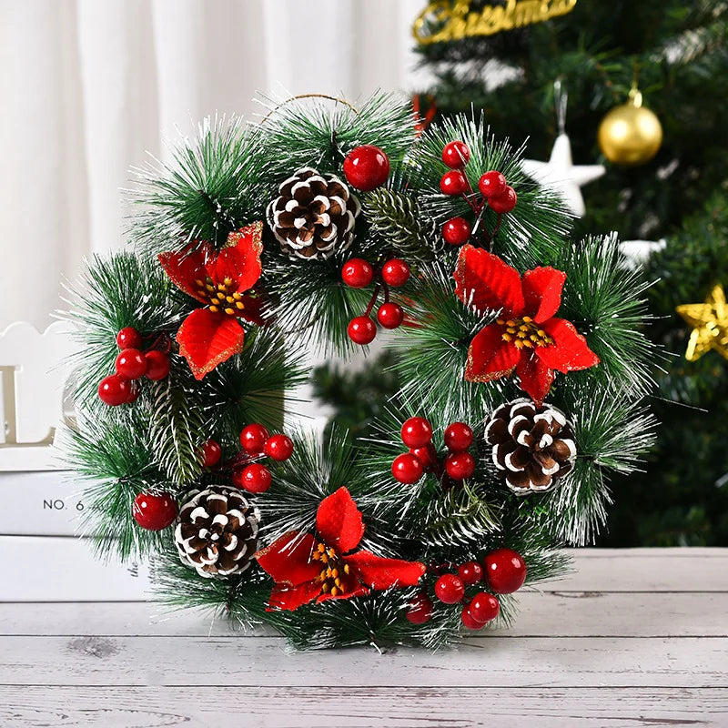 Christmas Holiday Art Wreath Decorative Simulation Door Wreath Christmas Decorations for Window Wall Party Christmas Pendant