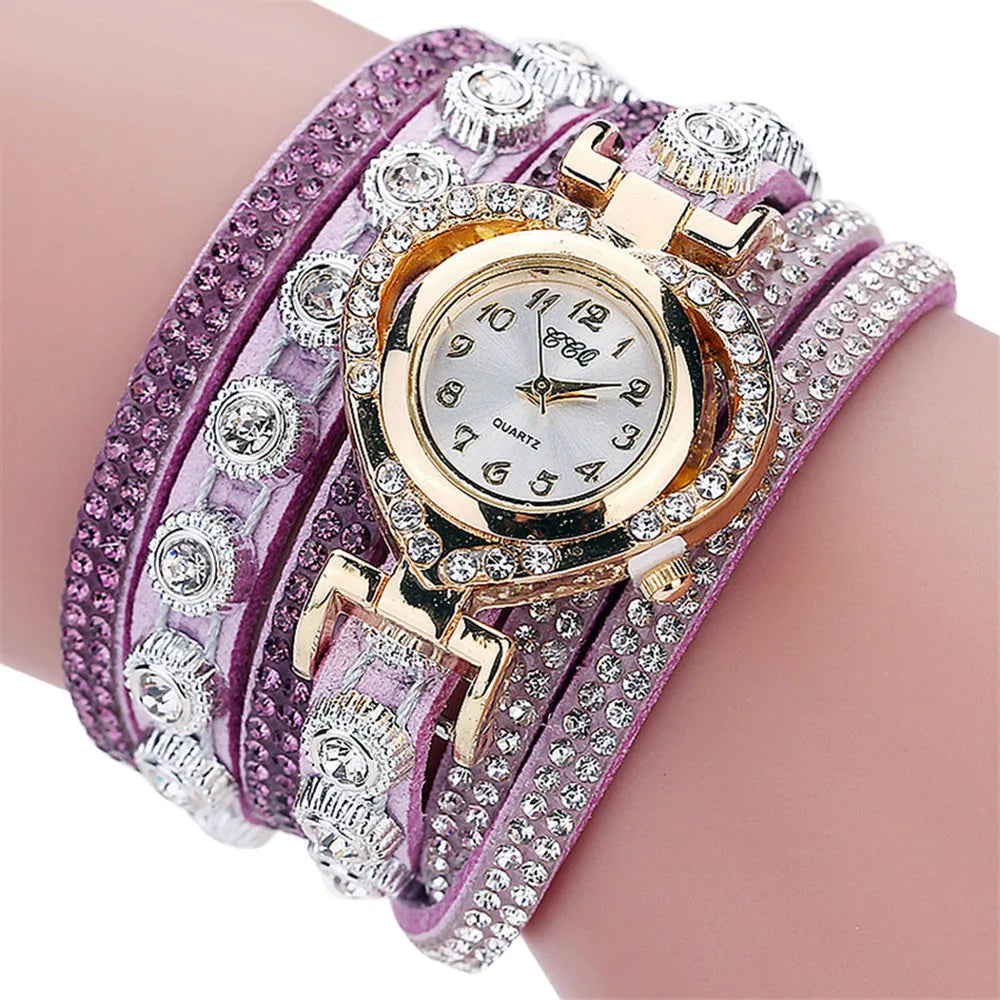 Women'S 2024 Watch Vintage Luxury Rhinestone Crystal Bracelet Alloy Dial Analog Quartz Movement Wrist Watch Fashion Reloj Mujer