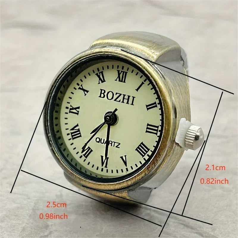 Retro Versatile Roman Digital Ring Watch Does Not Fade, Can See Time Trend Personalized Finger Style Mini Antique Nostalgia