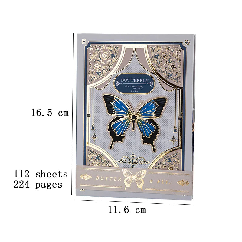 Gothic Butterfly Series Retro Notebook Classic Design Color Page Illustration Hardcover Diary Student Notepad