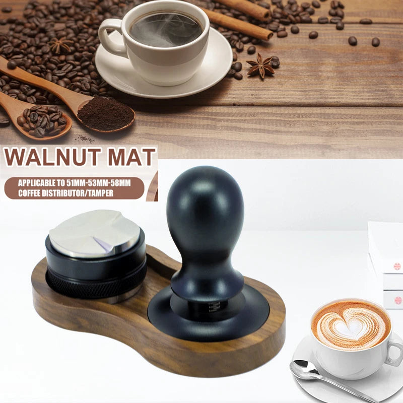 Wooden Espresso Coffee Tamper Station for 51mm/53mm/58mm Fluted Tampering Holder Corner Brastia Coffeeware Tamping Accessories