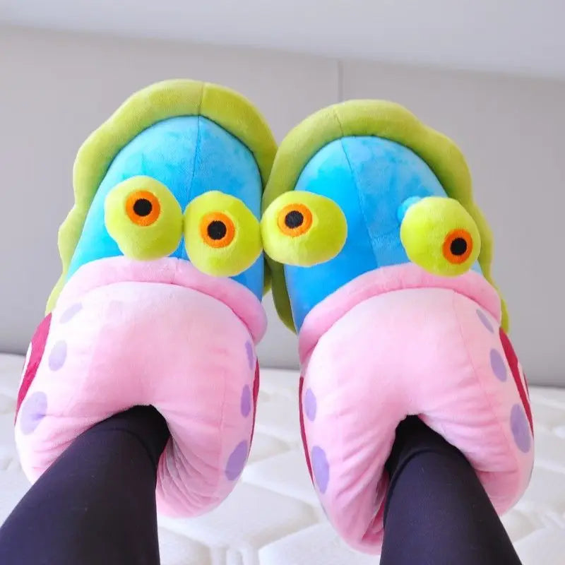 Unisex Snail Slippers Cartoon Home Indoor Sneaker Slippers Warm Plush House Shoes Cozy Soft Flip Flop Funny Shoes Women Men