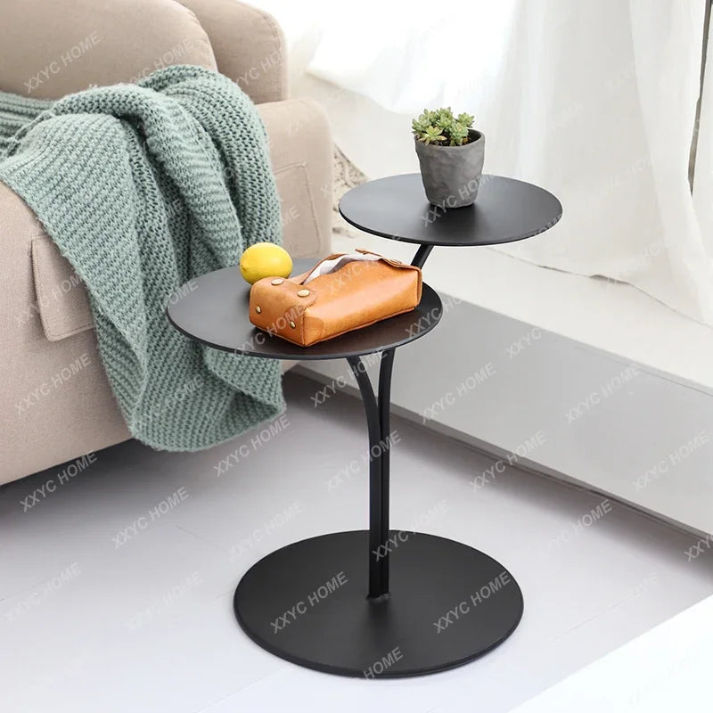 Nordic modern simple living room small coffee table wrought iron round sofa corner table creative bedside small table