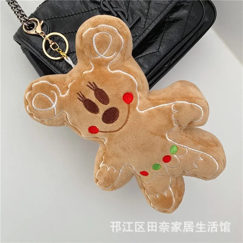 Disney Gingerbread Man Plushies Cute Stuffed Biscuit Mickey Minnie Plush Toy Bag Pendant Throw Pillow Sofa Home Decor Xmas Gifts