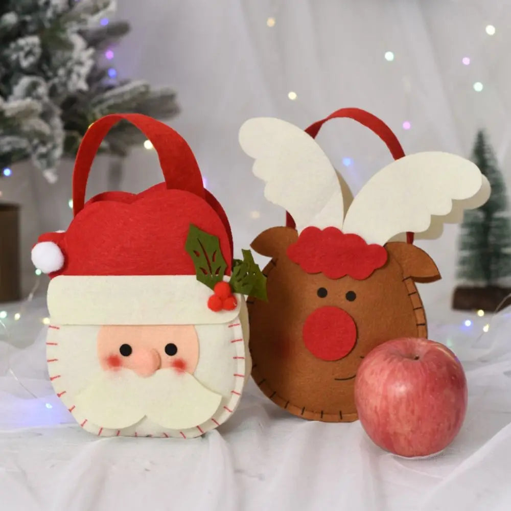 Ornament Non-woven Bag With Handle Christmas Tree Decoration Wool Felt Bag Tote Bag Candy Bag Gift Pouch Christmas Gifts Bag