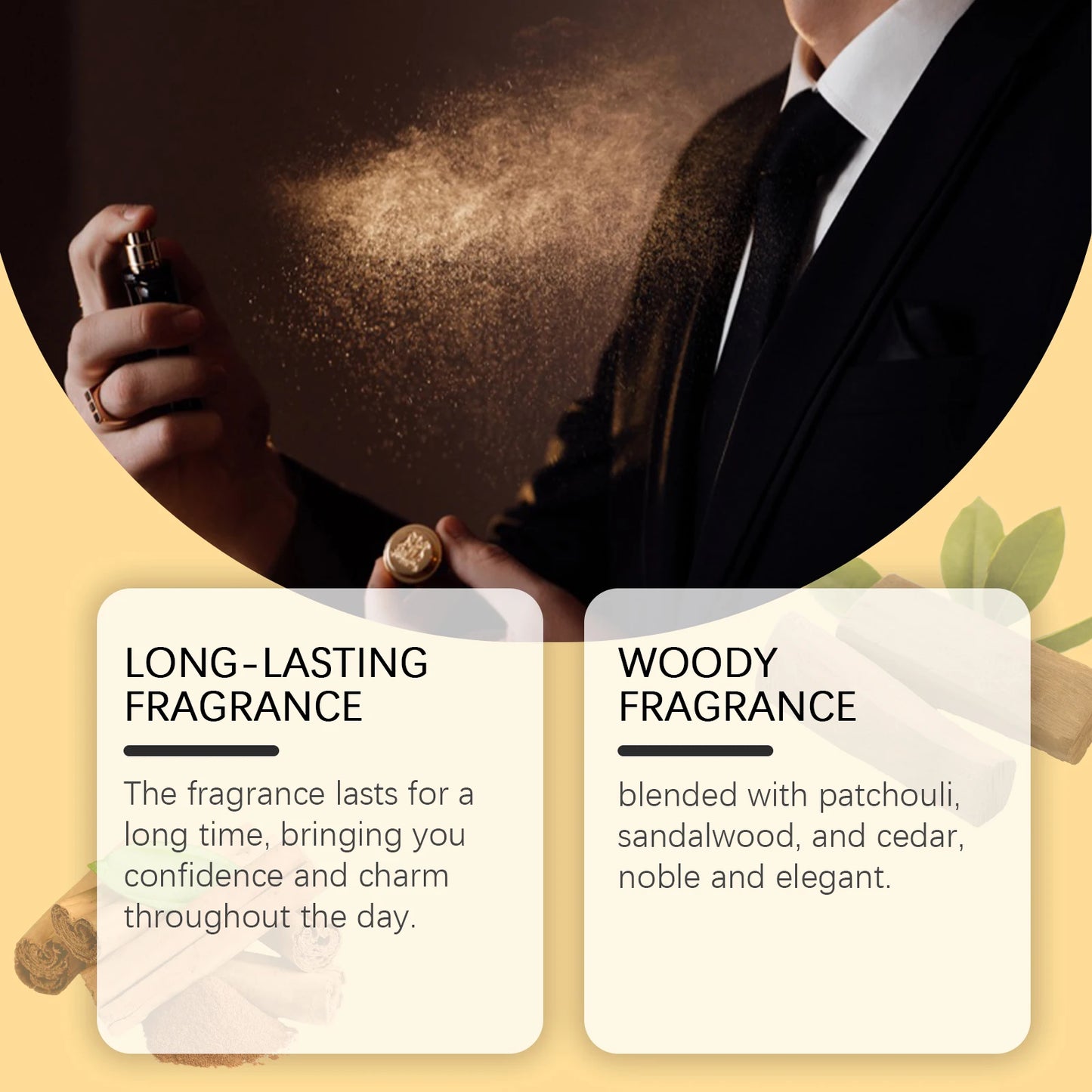 Sandalwood Perfume Long Lasting Light Wood Fragrance Show Charming Flirting Pheromone Men Perfume Oil Non-stimulation Body Spray