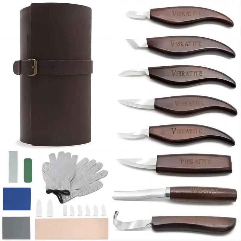 Wood Carving Tools Set Deluxe Wood Cutter Chisel Knife Kit with Carving Detail Whittling Knife Woodworking Kit for Beginner