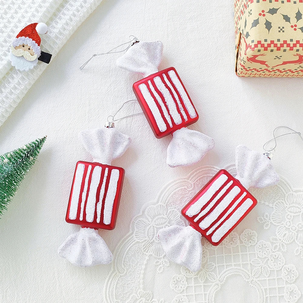 6pcs Christmas Hanging Candy Ball Lollipop Candy Cane Pendants Christmas Tree Ornaments Christmas Decor Home 2024 New Year Gifts