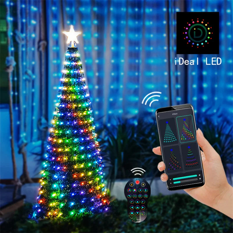 WS2812B Tuya Smart Christmas Tree Garland LED Fairy String Lights App Remote control DIY Picture Display Outdoor Wedding Party