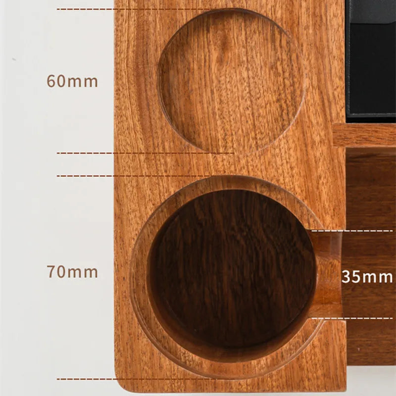 5 Hole Espresso Knock Box,51/53/58mm Espresso Coffee Organizer Box,Solid Wood Tamper Base With Portafilter Coffee Tamper Station