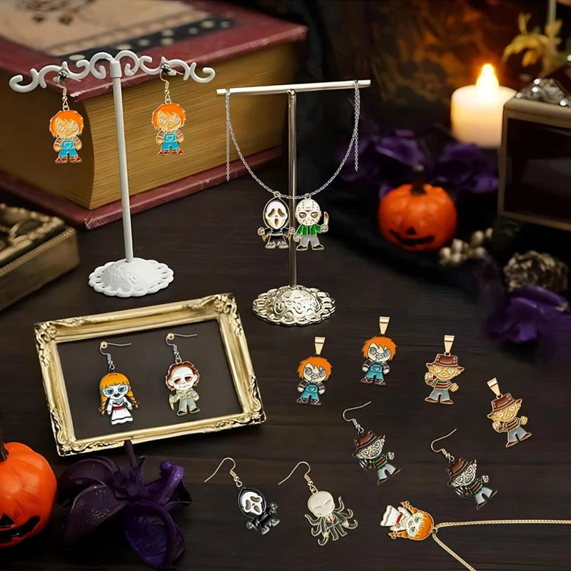 28Pcs Horror Classic Movie Character Charms Halloween Enamel Pendants For Jewelry Making