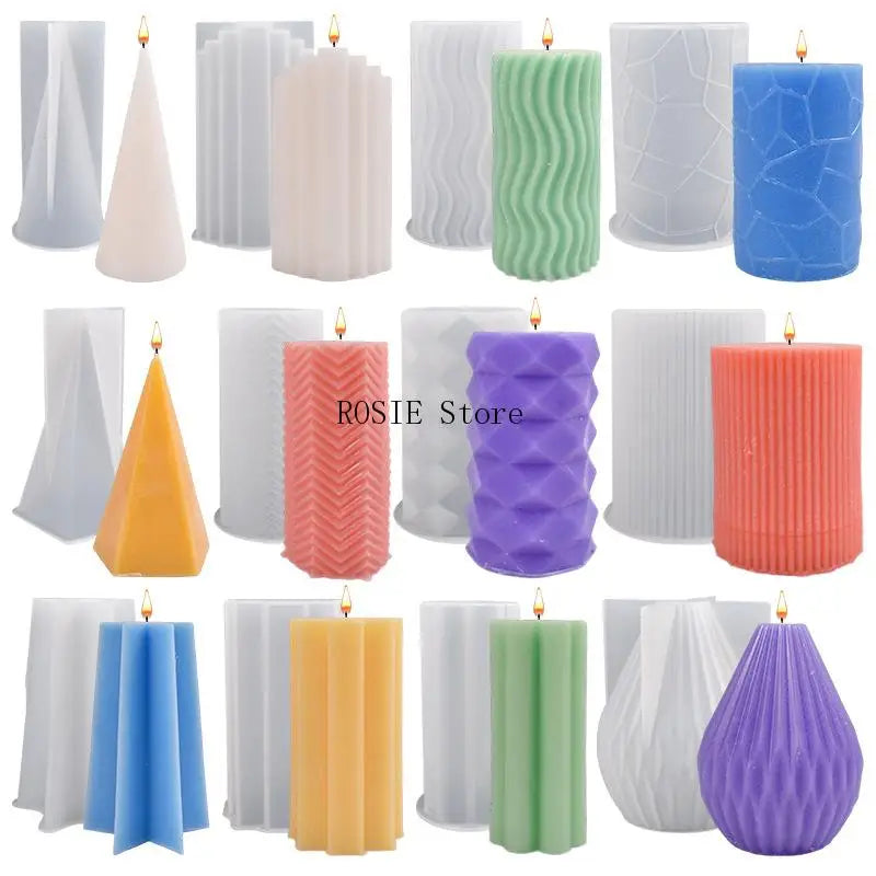 Cylinder Silicone Candle Mold DIY Stripe Candles Dinner Ornament Making Plaster Epoxy Resin Molds Home Decor Handmade Gifts