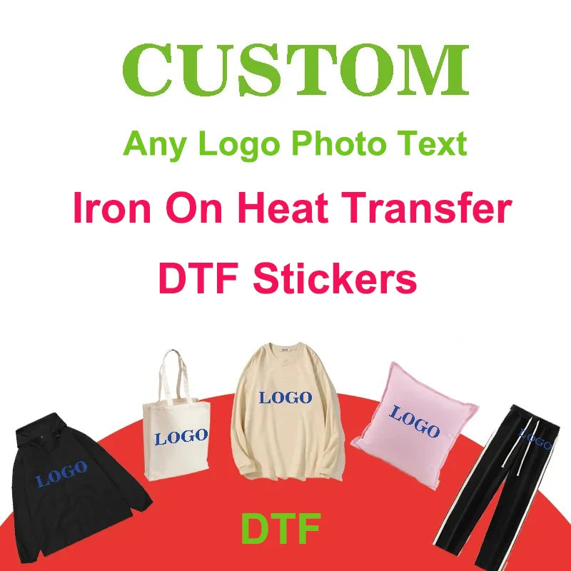 Custom DTF Gang Sheets Rolls Logo Picture for Iron on Heat Transfer Press Stickers for T-Shirts Clothing Thermal Patch DTF Vinyl