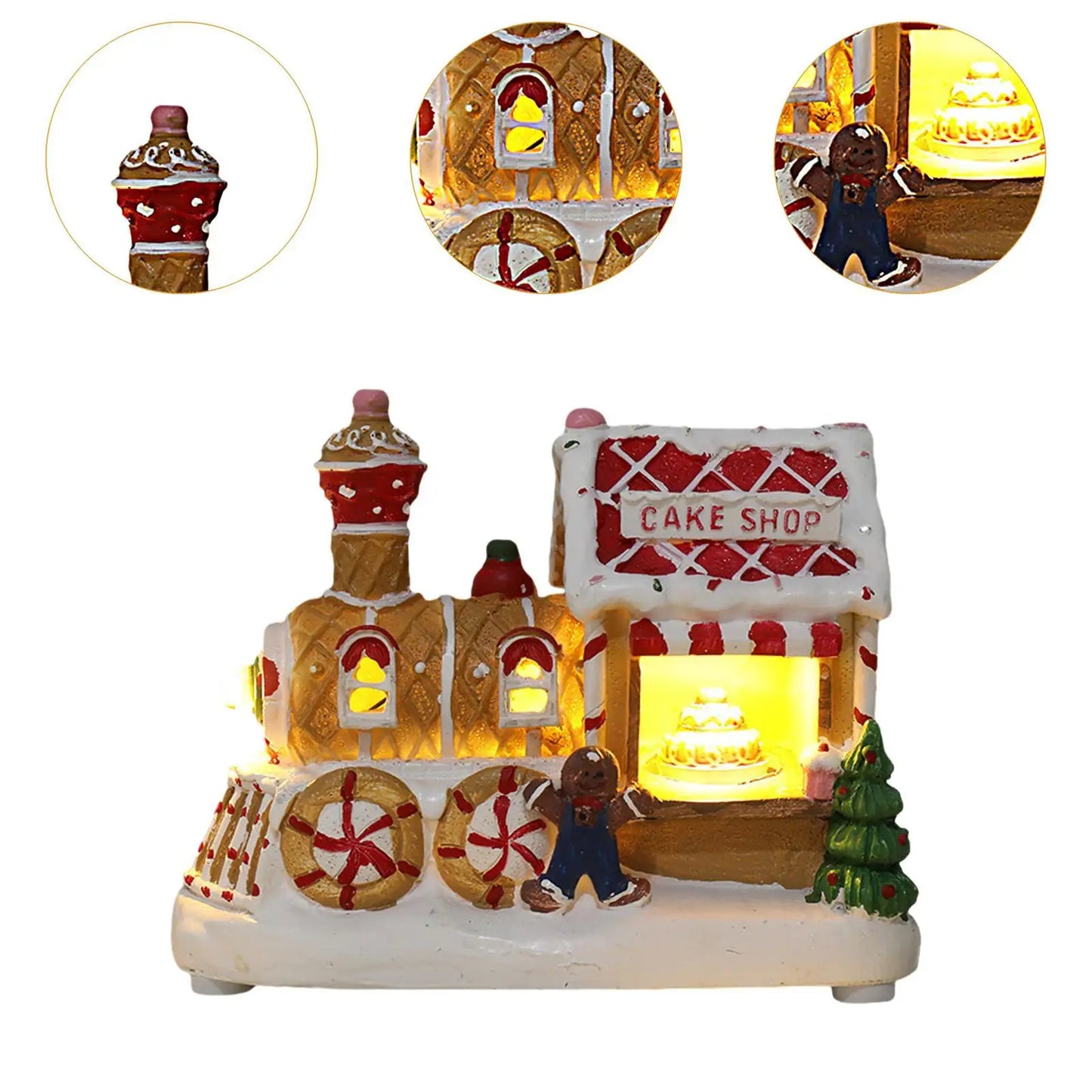 Lighted up Christmas Village House Home Table Centerpiece Decoration Christmas Scene House for Shelf Festival Holiday Livingroom