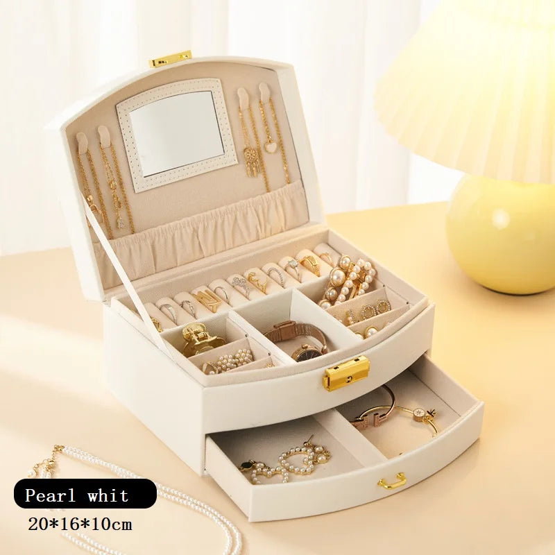 Handheld luxury jewelry box, multi-layer drawer storage box, used for classifying and storing rings, earrings, necklaces