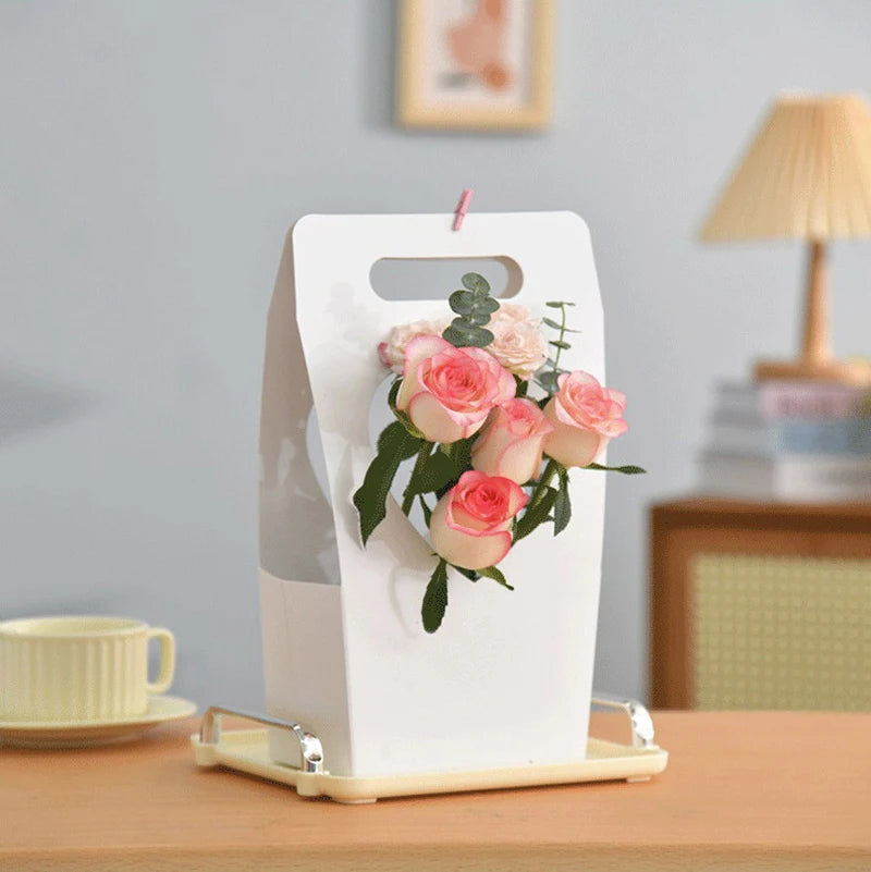 1Pc Portable Flower Basket Rose Flower Wrapping Box Gift Bag For Wedding Birthday Christmas Party Flower Bouquet Decor Supplies