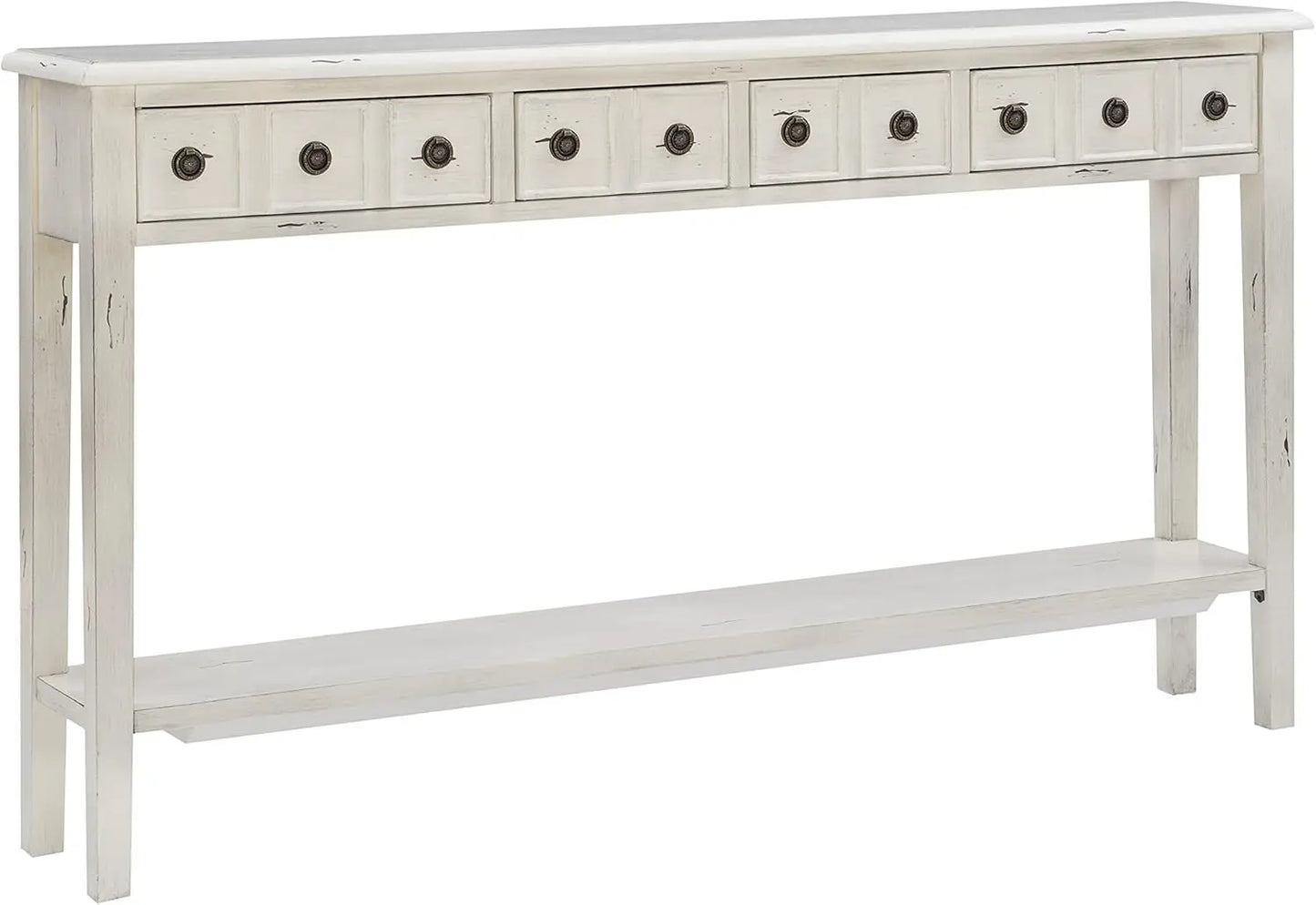 Furniture Sadie Cream Long Storage Console Table, Multicolor