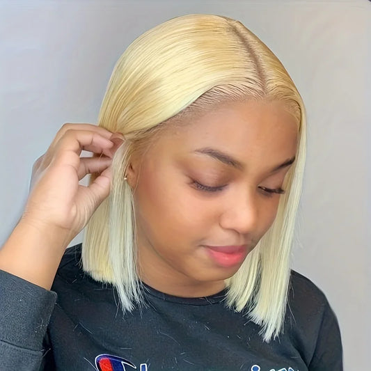 613 Blonde Bob Wig Human hair 180 Density T-Part Blonde Lace Front Wigs Human Hair Pre Plucked With Straight Short Bob Wig