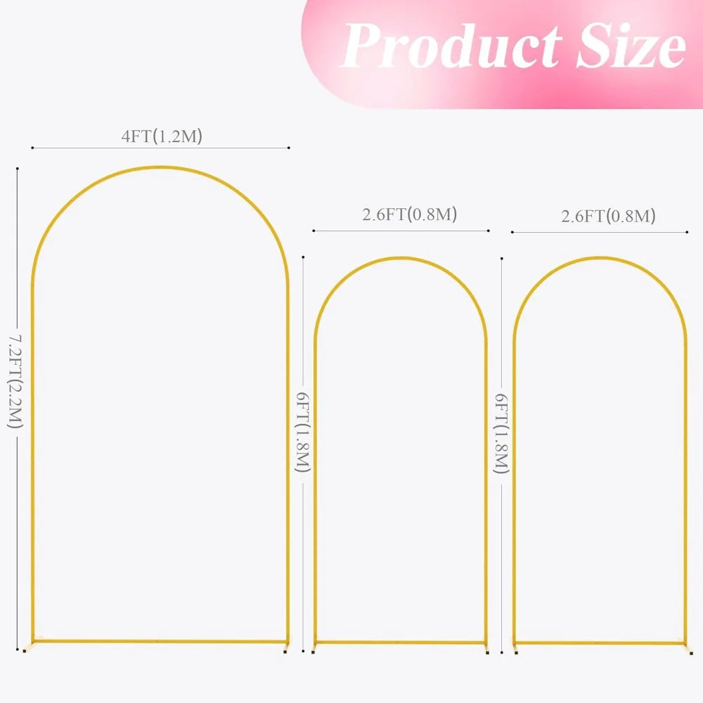 Wedding Arch Backdrop Stand Gold Metal Arch Stand Set of 2 for Birthday Party Wedding Ceremony Baby Shower Graduation Decoration