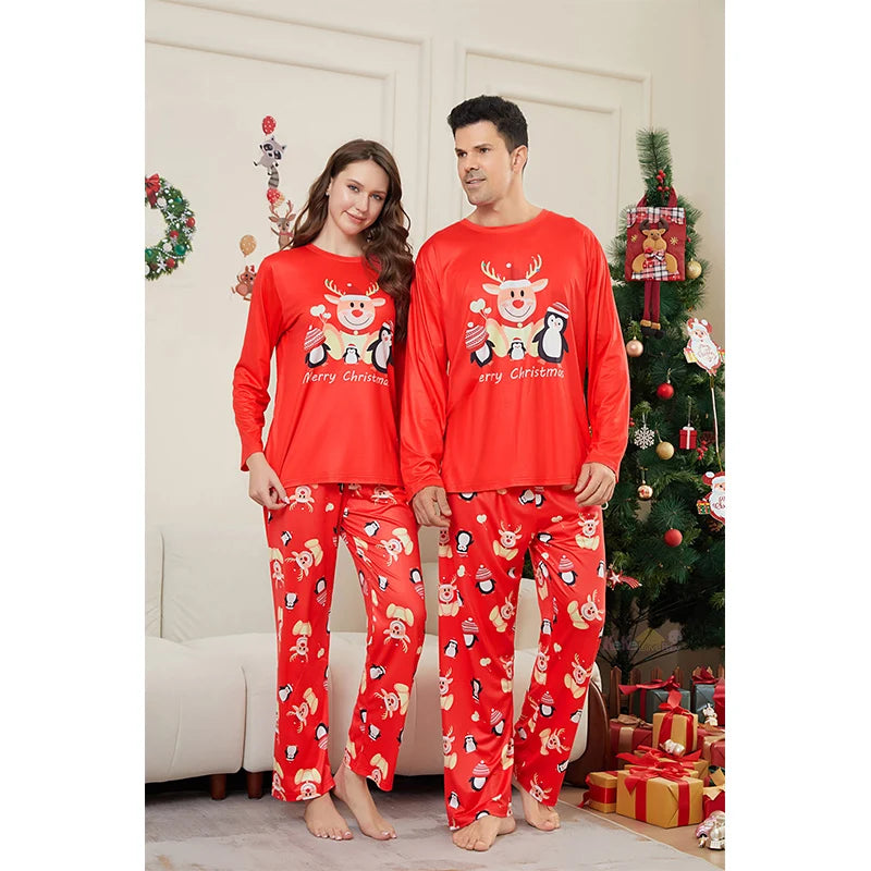 New 2025 Christmas Family Outfits Matching Pajamas Set Adult Mom Dad Kids Clothes 2 Pieces Suit Baby Romper Xmas Family Look