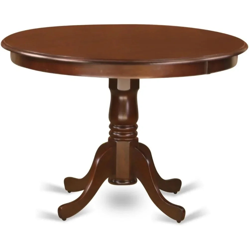 5 Piece Kitchen Table & Chairs Set Includes a Round Dining Room Table with Pedestal and 4 Coffee Linen Fabric Parsons