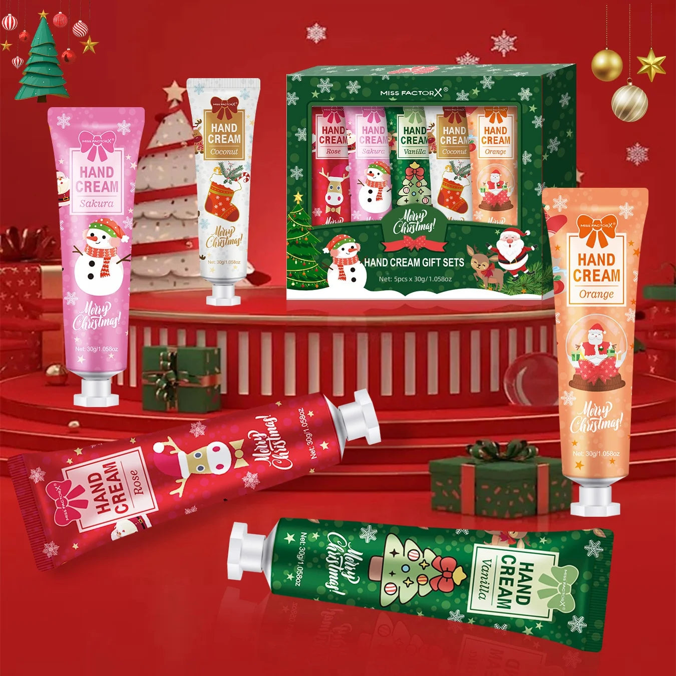 Christmas gift 5/box hand cream set, cream texture, hand cream travel pack, durable moisturizer-30g/piece gift for women