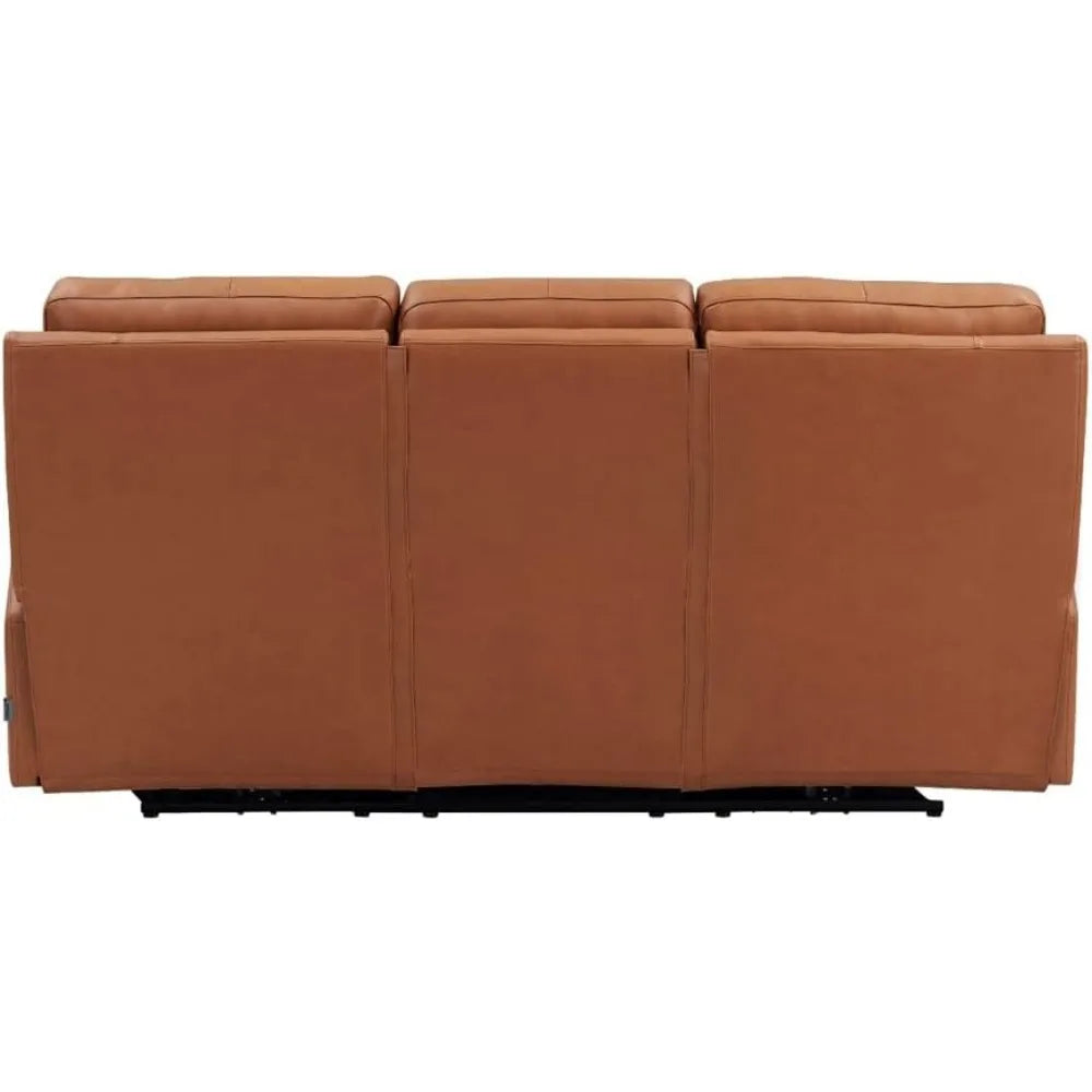 Zero Gravity Power Recline and Headrest Top Grain Leather Sofa Couch with Hidden Cup Holder, 86", Nutmeg Brown, Memory Foam