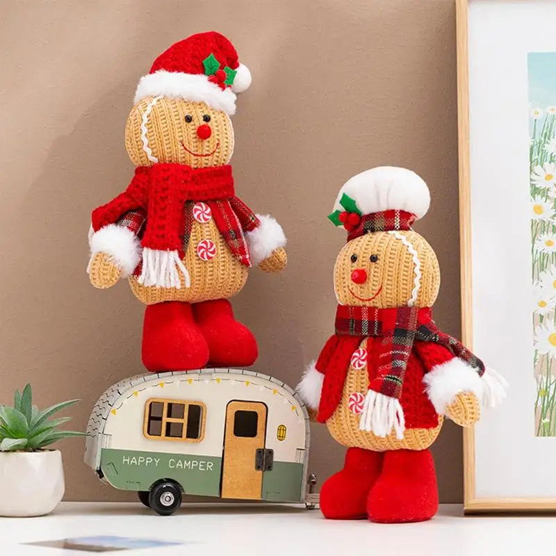 Christmas Ginger bread Man doll Plush figurine Toys Cute xmas gingerbread pillow home Xmas Deer Christmas gift Toys for Sofa