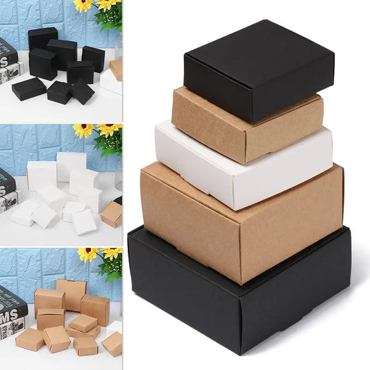 10pcs 9sizes Party Supplies Handmade Gift Craft Wrapping Cardboard Package Kraft Paper Box Candy Storage