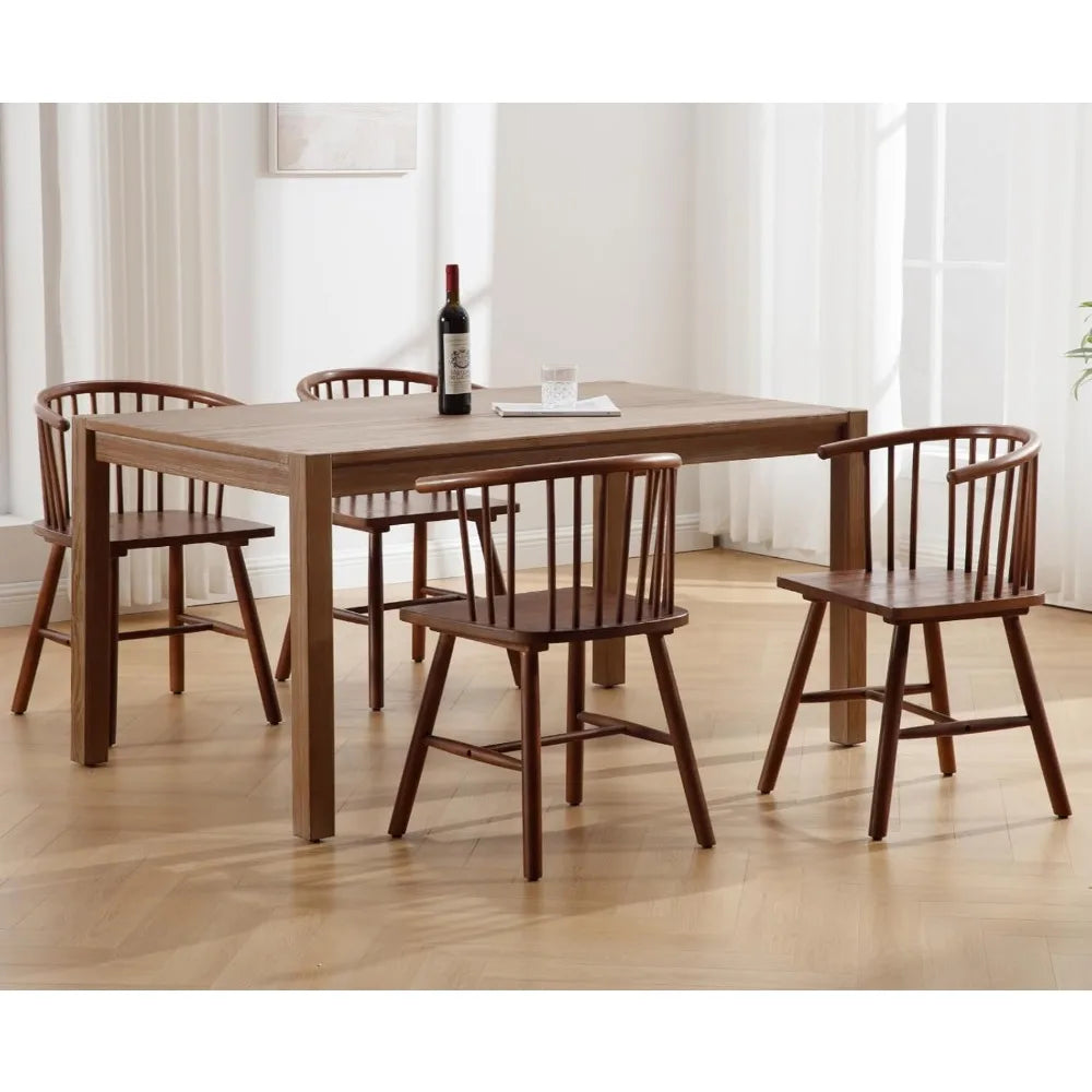 Wooden Dining Chairs Set of 4 Farmhouse Spindle Dining Room Chairs with Arms/Wide Curved Back Modern Kitchen