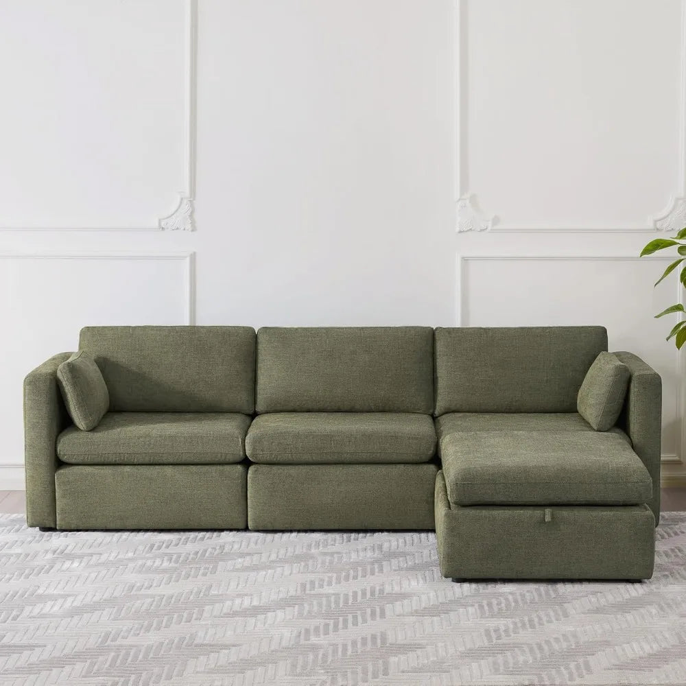 Sofa Sectional Living Room Sofas Oversized Modular Sectional Fabric Sofa Set Moss Green 112 Inch Width Sofy Do Salon Couch Chair