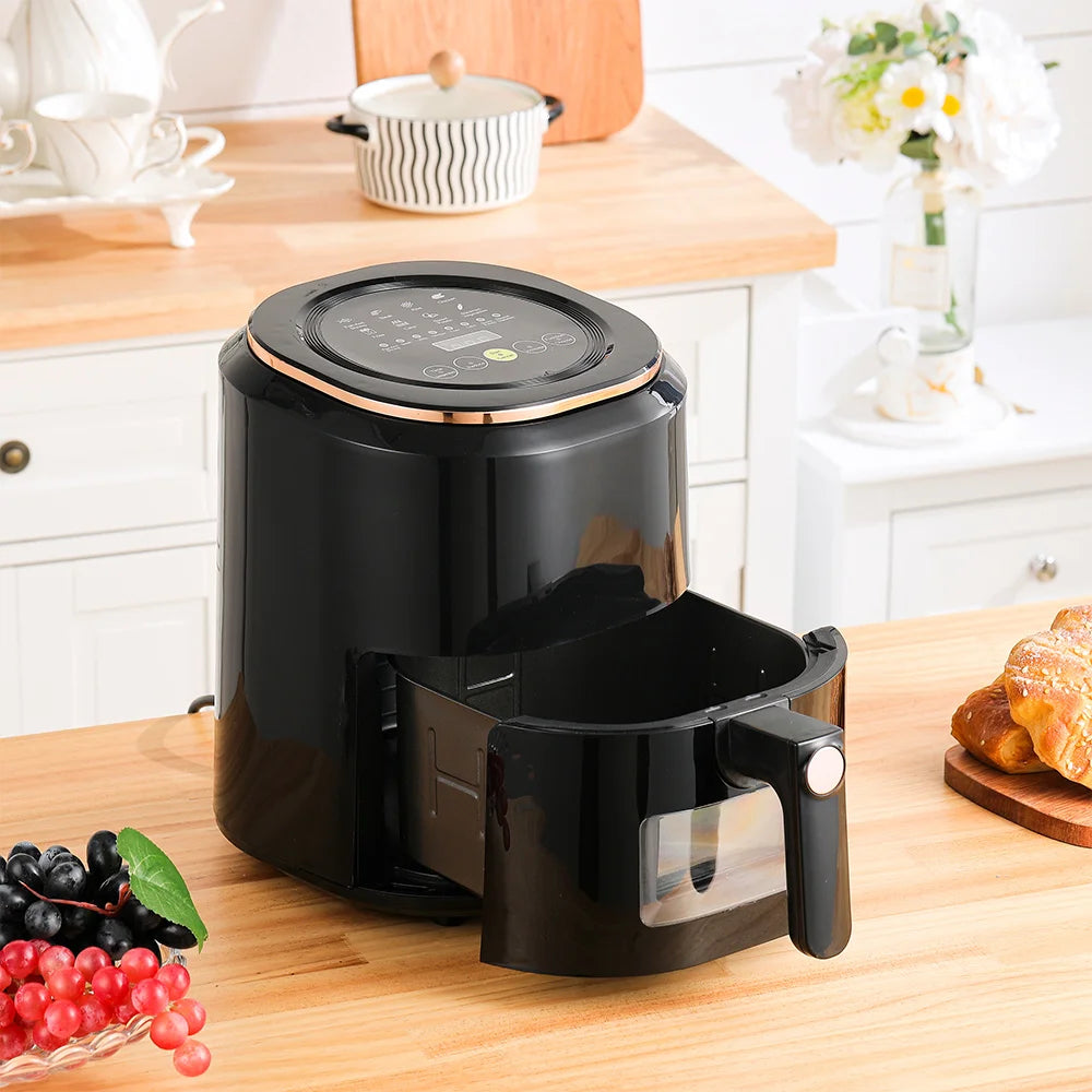 Black 4.5L Digital Touchscreen Multi-functional Air Fryer with 60-minute Timer Visual Window