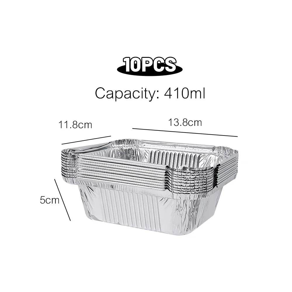 10/20pcs Oil-Proof Air Fryer Tin Box for Oven Steaming Basket Disposable Non-Stick Aluminum Foil Paper Box Kitchen Tool BBQ Tray