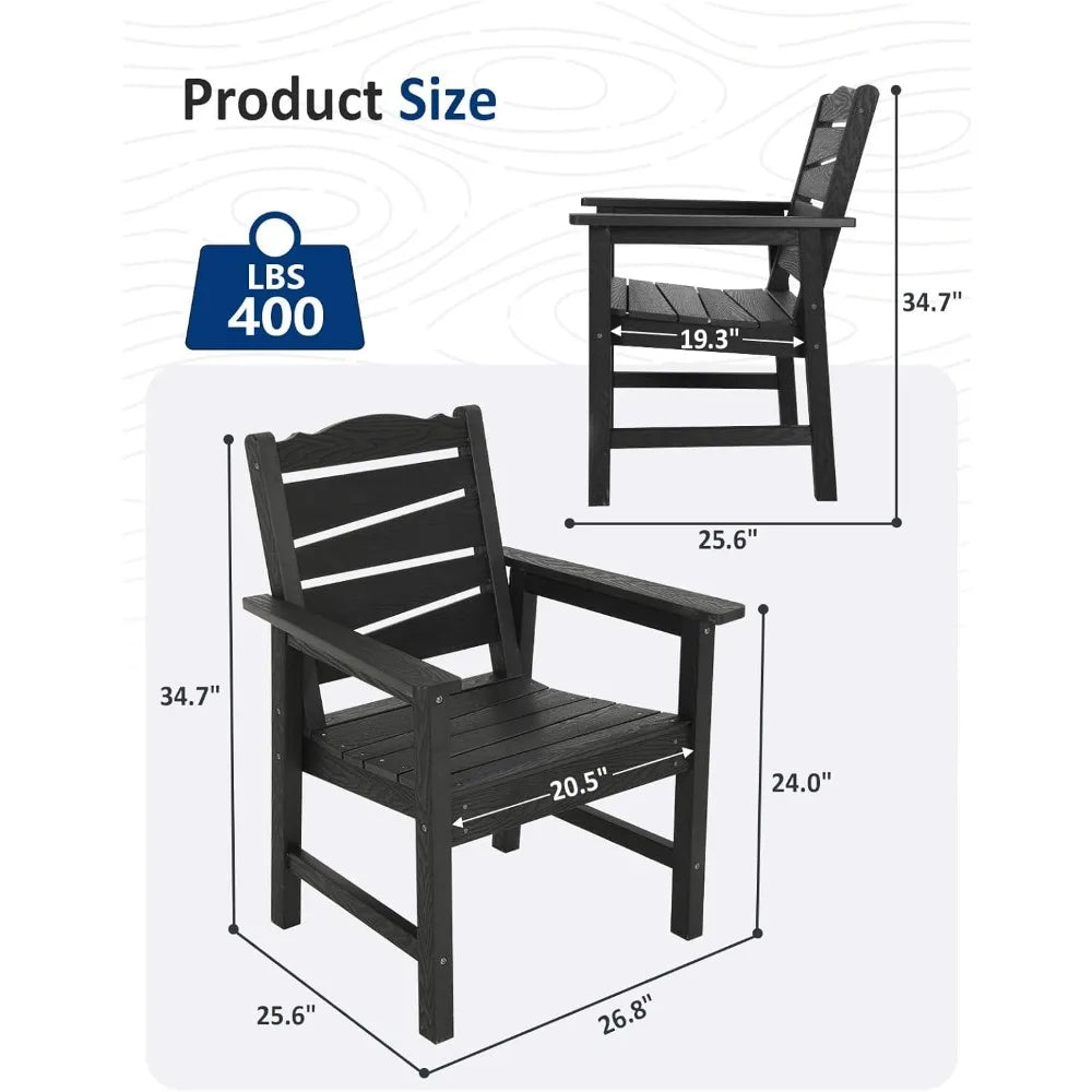 Weatherproof Patio Chair, Poly Lumber Outdoor Patio Chairs with Ergonomic Curved Seat, 400lbs Capacity Outdoor Dining Chairs